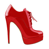 Onlymaker Women's Black Red Platform Ankle Boots High Heels Lace Up Patent leather Stiletto Sexy Lady Fashion Sexy