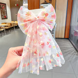 Girls Beautiful Chiffon Bow Print Flower Strawberry Hairpins Headband Kids Sweet Hair Decorate Clip Fashion Hair