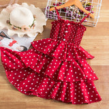 Fancy Pretty Girl Colorful Dots Dress Birthday Party Princess Dress Lace Ball Gown Elegant Dress Casual Dress Size