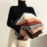 Harajuku Pullover Turtleneck Sweater Women Fall Soft Knit Sweater Slim Elastic Korean Simple Basic Cheap Jumper Solid