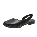 Zingj New Style Head Cover Square Heel Sandals Comfortable Flat-Soled Fashionable Square Head Ma Lizhen Sandals 211-1-Outfit