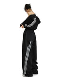 Zingj Striped Black Wide-Leg Sweatpants Female Spring Retro Casual Loose Feeling Drag The Floor Pants
