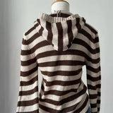 Vintage V-Neck Front Tie Hooded SweaterOutfit
