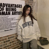 Print New Casual Top Vintage Simple Women Hoodies Korean Gray Autumn Thin Streetwear College Girls ins Lady's