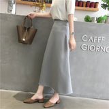 Elegant Office Lady Quality Glossy Satin Skirt Plain Shiny Fashion Solid High Waist Female