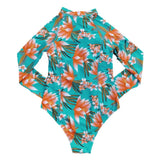 2025 New One-Piece Swimsuit Women's Surfsuit Long-Sleeved Zipper INS Print