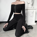 High Waist, Retro, Thin, Straight Horn Trousers, 2024 Autumn New Fashionable Casual