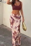 2023 Women Skirt Tie Dye Summer Long Skirts For Women Fashion 2023 High Waist Midi Skirt Vintage Elegant Women's
