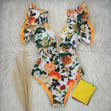Sexy One Piece Swimsuit Women Swimwear Push Up Monokini Ruffle Swim Suit Bathing Suit Summer Beach Wear