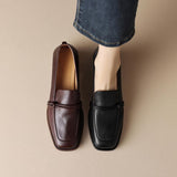 Brown Thick Heel Small Leather Shoes Women 2025 Spring New Temperament Retro Style Side In The Heel Women Single