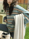 Vintage Jacquard Crew Neck Sweater-Outfit
