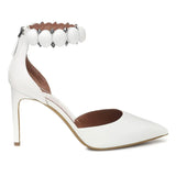 Large Size Black And White PU Pointed Thin High Heels Single Shoes Riveted Chengdu Fashion Women's