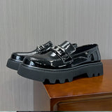Of 2025 New Youth Round Head Set Foot Fashion Leisure Low Help Lacquer Leather Tooling Small Leather Shoes