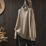 Literary And Art Retro Semi-High-Collar Sweater Women Loose Large Plate Type 2025 Autumn And Winter Casual Knitted Bottom