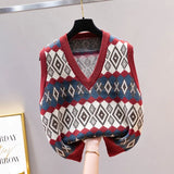 sweater vest outer wear knitted 2021 new retro outer spring and autumn loose net red tide ladies