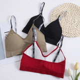 Women Seamless Gathering Bralette Push Up Bra Sexy Girls Letter Strap Bralette Wireless Brassiere Female Intimates