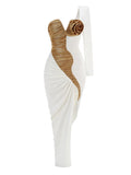 Autumn And Winter New Sleeves Hot Dress Three-Dimensional Flower Bag Tight-Up Fashion Dinner Dress