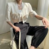 Neon Green Cropped Jacket Fringe Short Jacket Korean Fashion Coat Beige Pink Shrugs For Women Summer Designer