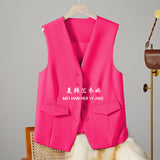 Vest Women's Small Vest 2025 Spring And Autumn New Repair Outside The Folding Women's Shoulder White Short Horse