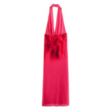 New Women's Tie-Dye Print Collar Hanging Neck Hanging Back Hanging Long Dress