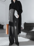 Fashion Women Woolen Coat Scarf Collar Loose Double Breasted Full Sleeve Belt Solid Color Overcoat Autumn 2023 New