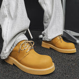 Zingj Big Head Leather Shoes Men's Casual Business Round Head Derby Shoes 2023 Dark British Wind Trend