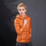 New Spring Autumn Ultra Thin Women Jacket Short Design Hooded Duck Down Coat Female Stand Collar Plus Size