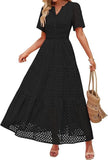 Women's V-Neck A-Shaped Hollow Lace Cake