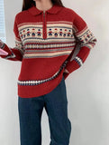 Half Zip Christmas Knit Pullover- Outfit