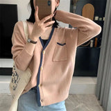 Zingj Wind Sweater Coat Cardigan Female 2024 New Style Retro Outside Build Loose Long Sleeve Autumn And Winter Outside Wear Knit Sweater-Outfit