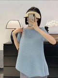 Folding Irregular Short-Sleeved Women's T-Shirt Small Design Folding Top Dress Girl Summer Lazy