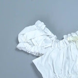 Street Fashion Ultra-Short Bubble Sleeve Halter Top 2024 Summer New Navel T-Shirt