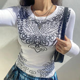 Harajuku Mall Gothic Graphic T Shirts Women Printed Grunge Basic Crop Top Tshirts 2000s Aesthetic Autumn Tee