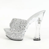 Zingj Glass Hotel Rhinestone Thick With Banquet Slippers Female Summer Transparent Waterproof Platform Thick Bottom Sexy