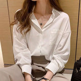 Women's Shirt Classic Chiffon Blouse Female Plus Size Loose Long Sleeve Shirts Lady Simple Style Tops Clothes Blusas