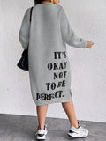 Large-Size Women's Autumn And Winter Fashionable Letter Printed Long-Sleeved Loose Casual Straight Sweater