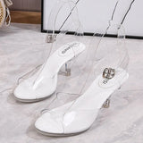 Summer Walk Show Model High Heels Women Sandals Sexy Transparent Crystal Party Ladies Shoes Wedding Bridal Shoes Silver Big