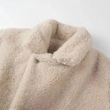 Beige Collar Pocket Faux Fur Coat- Outfit