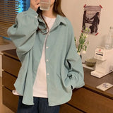Korean Fashion Harajuku Blouses Women Basic Oversized Long Sleeve Preppy Style Kawaii Shirt Female Cute Pink Top