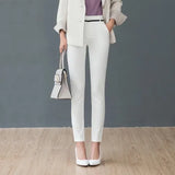 Pants Fashion 2020 Spring High Waist Office Lady Trousers Workwear Ankle-length Casual Woman Stretchy Slim Pencil