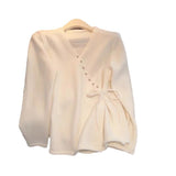 Oblique Button V-Neck Sweater Girls 2024 Spring New Design Super Good-Looking Loose Rope Knitted
