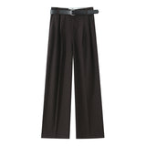 Women's Clothing 2025 New Fashion Comfortable With Belt High-Rise Double-Folded