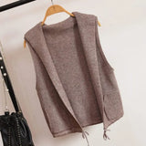 Sweater Vest Cardigan Shrugs Top Hooded Short Sleeveless Shrug Outerwear Autumn Fall Sweaters Women Casual Female