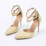 New Pointed High-Heeled Shoes Fine Heel Fashion Hollow Single Shoe Temperament Belt Buckle Women's Shoes Sandals Large