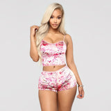 Women 2 piece set Velvet Sleepwear Sexy Spaghetti Strap Shorts Pajamas Suit Ladies Casual Sleepwear Female Pajama Party