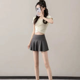 Pocket Fake Two Yoga Pants Large-Size High-Rise Sunscreen Skirts Thin Sports Wear Outside The