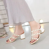 Heels Black Riveted Lady High-Heeled Sandals Thick-Heeled Sandals Fishmouth