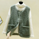Fleece Vest Women Winter Waistcoat Women Thermal Vest Female Sleeveless Jacket Women Zipper Loose Waistcoat Ladies