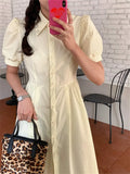 Kitty Elegant Lapel Flowers Women Dress Close Waist Summer Slim Stylish All Match Office Lady High Street Short