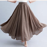 Women's Literature And Art Large Cotton Tamples Skirt Tight Waist A-Shaped Skirt Long Solid National Style Skirt 24